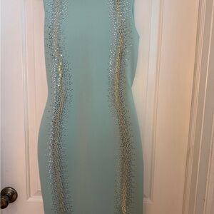 Calvin Klein Aqua Embellished Midi Dress